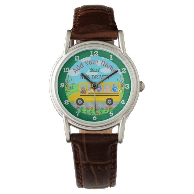 Schoolbus-chauffeur | Gepersonaliseerde naam Horloge (Voorkant)