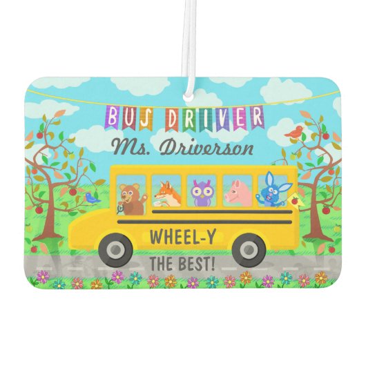 Schoolbus-chauffeur | Gepersonaliseerde naam Luchtverfrisser (Achterkant)