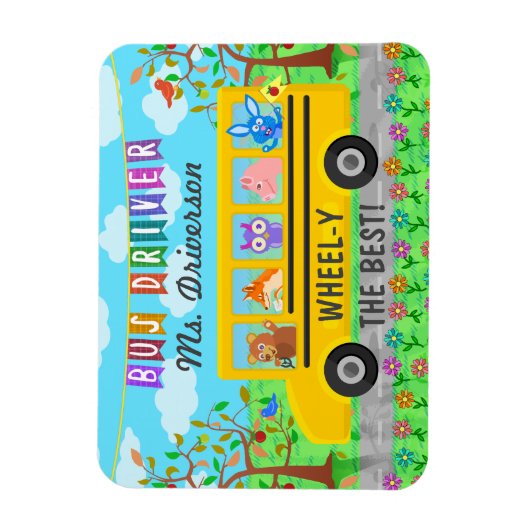 Schoolbus-chauffeur | Gepersonaliseerde naam Magneet (Verticaal)