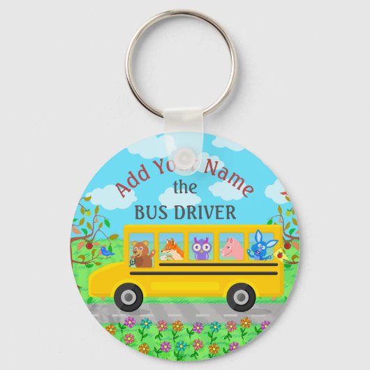 Schoolbus-chauffeur | Gepersonaliseerde naam Sleutelhanger (Voorkant)