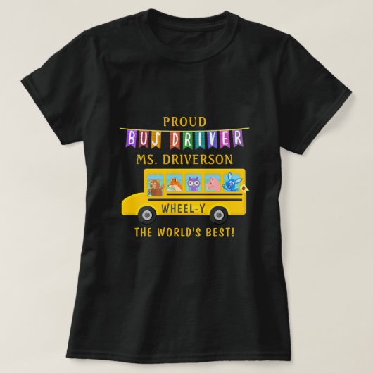 Schoolbus-chauffeur | Gepersonaliseerde naam T-shirt (Design voorkant)