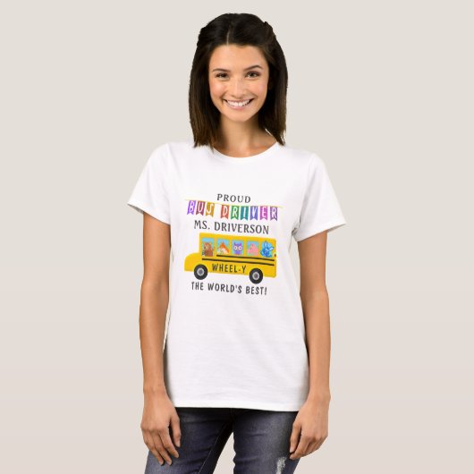 Schoolbus-chauffeur | Gepersonaliseerde naam T-shirt (Voorkant volledig)