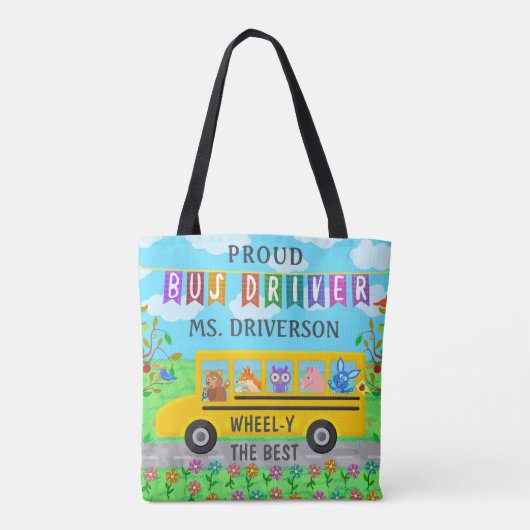 Schoolbus-chauffeur | Gepersonaliseerde naam Tote Bag (Achterkant)