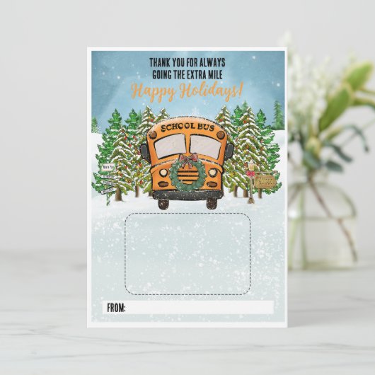 Schoolbus chauffeur kaarthouder Dank je kaart (Staand voorkant)