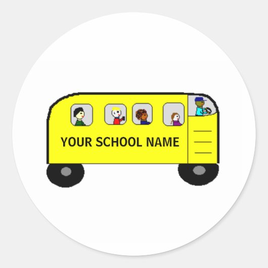 SCHOOLBUS - een Your School product Ronde Sticker (Voorkant)