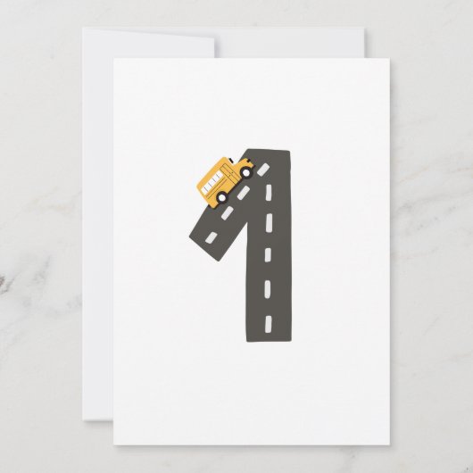 Schoolbus EERSTE verjaardag Wheels on the Bus Fees Kaart (Achterkant)