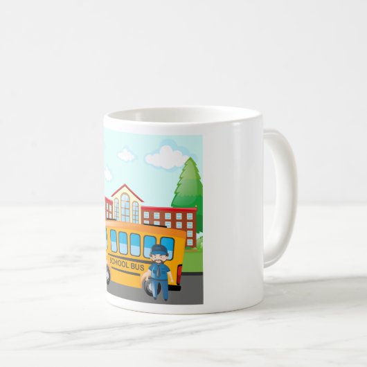 Schoolbus en -chauffeur koffiemok (Voorkant rechts)