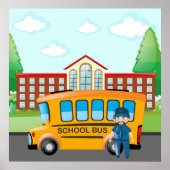 Schoolbus en -chauffeur poster (Voorkant)