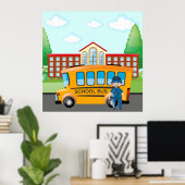 Schoolbus en -chauffeur poster (Thuiskantoor)