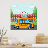 Schoolbus en -chauffeur poster (Keuken)