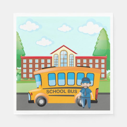 Schoolbus en -chauffeur servet (Voorkant)