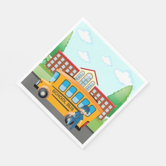 Schoolbus en -chauffeur servet (Hoek)