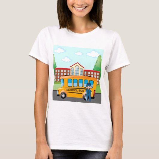 Schoolbus en -chauffeur t-shirt (Voorkant)