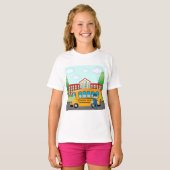 Schoolbus en chauffeur T-shirt (Voorkant volledig)