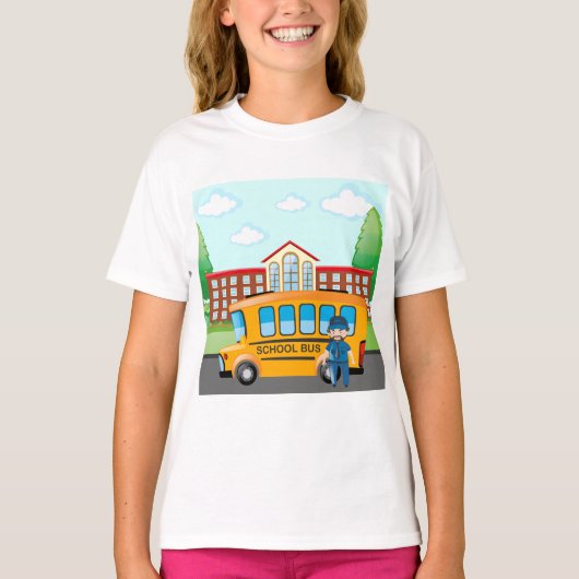 Schoolbus en chauffeur T-shirt (Voorkant)