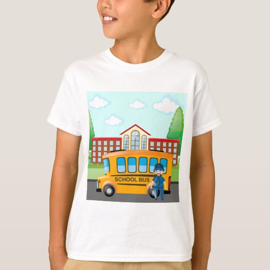 Schoolbus en -chauffeur t-shirt (Voorkant)