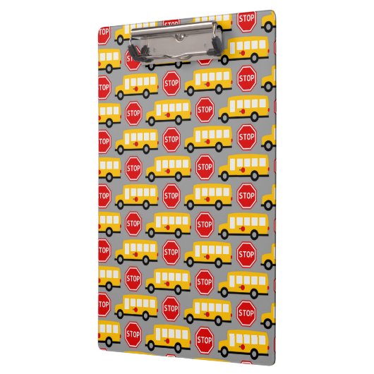 Schoolbus en stopteken klembord (Links)