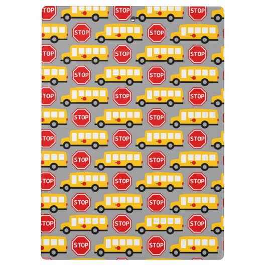 Schoolbus en stopteken klembord (Achterkant)