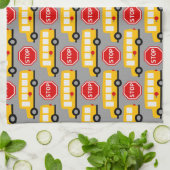 Schoolbus en stopteken theedoek (Gevouwen)