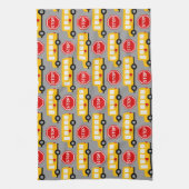 Schoolbus en stopteken theedoek (Verticaal)