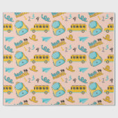 Schoolbus en tas naadloos inpakpapier (Vlak)