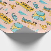 Schoolbus en tas naadloos inpakpapier (Hoek)