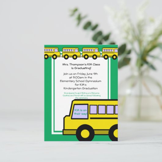 Schoolbus / foto briefkaart (Staand voorkant)