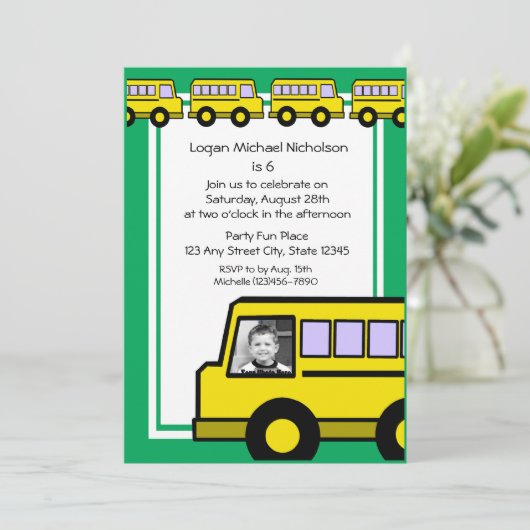 Schoolbus / foto kaart (Staand voorkant)