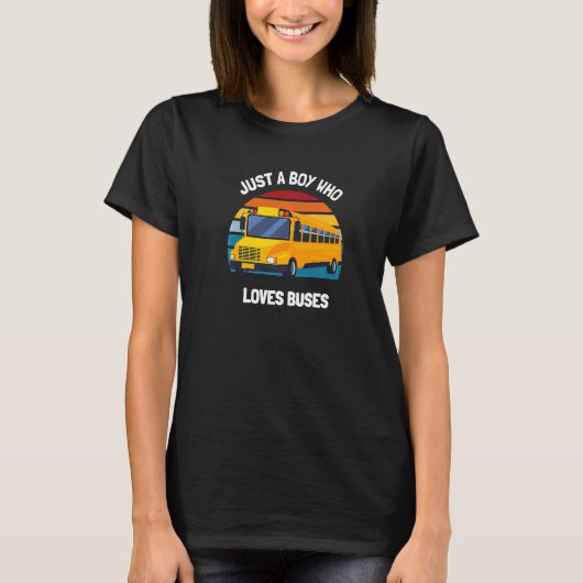 Schoolbus Gewoon Een Jongen Die Van Bussen Houdt T-shirt (Voorkant)