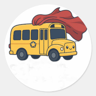 Schoolbus Held Ronde Sticker