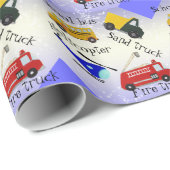 Schoolbus, helikopter, brand- en zandvrachtwagen cadeaupapier (Rol Hoek)