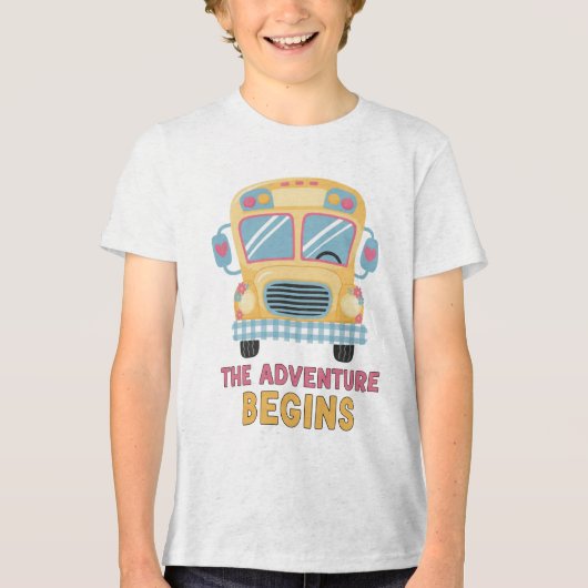 Schoolbus Het Avontuur Begint Terug naar School Tri-Blend Shirt (Voorkant)