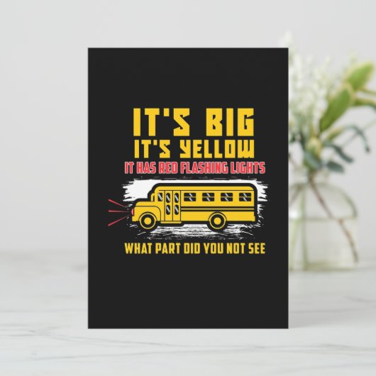 schoolbus het is groot save the date (Staand voorkant)