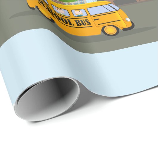 schoolbus in de stad cadeaupapier (Rol Hoek)