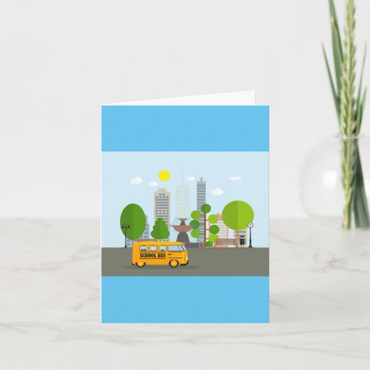 schoolbus in de stad kaart (Voorkant)