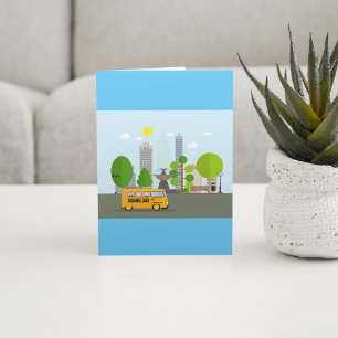 schoolbus in de stad kaart