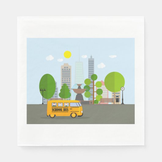 Schoolbus in de stad Napkins Servet (Voorkant)