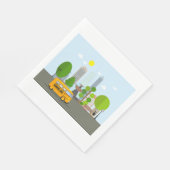 Schoolbus in de stad Napkins Servet (Hoek)