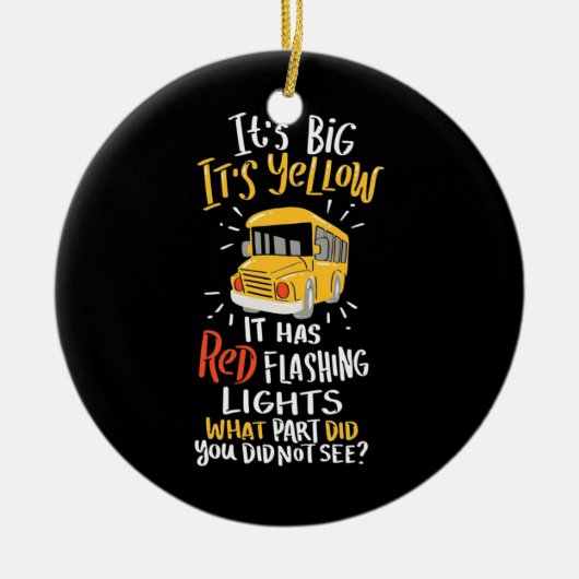 Schoolbus is groot en geel keramisch ornament (Voorkant)