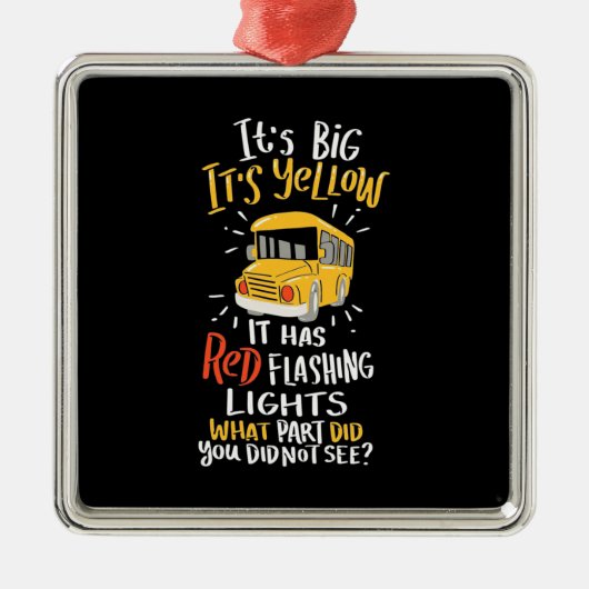 Schoolbus is groot en geel metalen ornament (Voorkant)