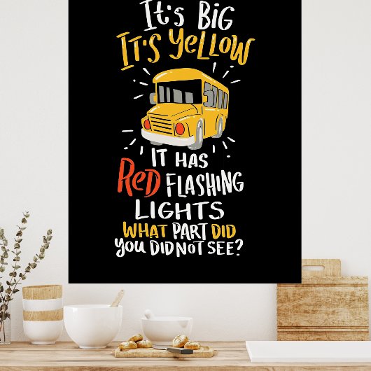 Schoolbus is groot en geel poster (Keuken)