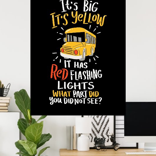 Schoolbus is groot en geel poster (Thuiskantoor)