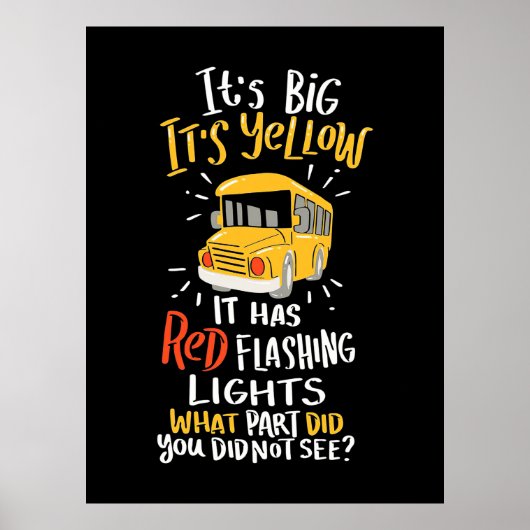 Schoolbus is groot en geel poster (Voorkant)