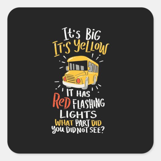 Schoolbus is groot en geel vierkante sticker (Voorkant)