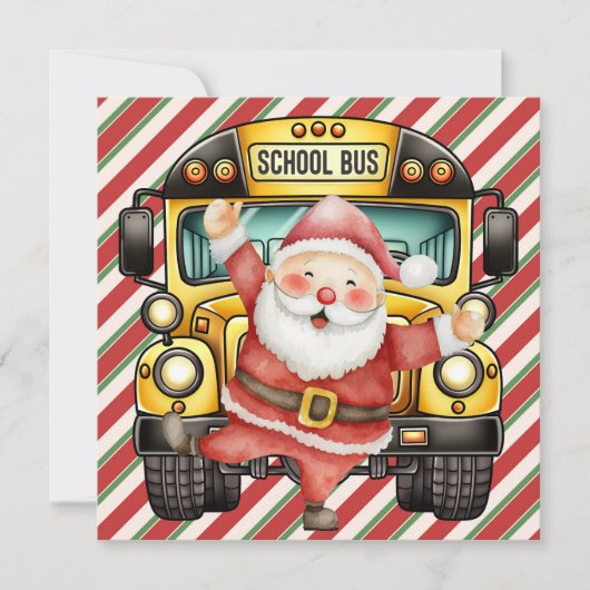 Schoolbus Kerst voor Driver wenskaart (Voorkant)