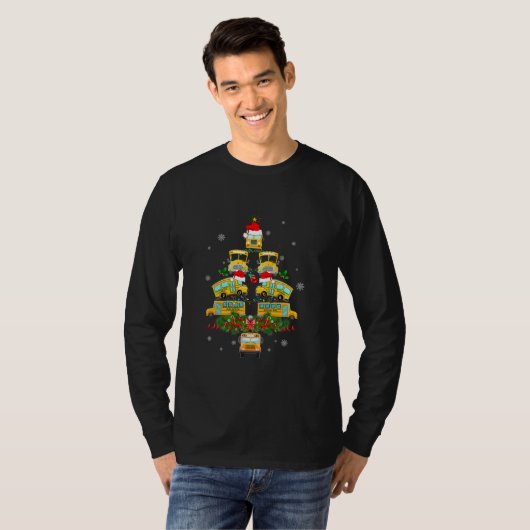 Schoolbus kerstboom Funny Santa Bus-chauffeur T-shirt (Voorkant volledig)