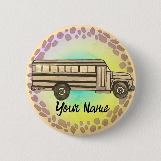 Schoolbus knop ronde button 5,7 cm (Voorkant)