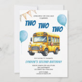 Schoolbus krijgt twee tweede verjaardag kaart (Voorkant)