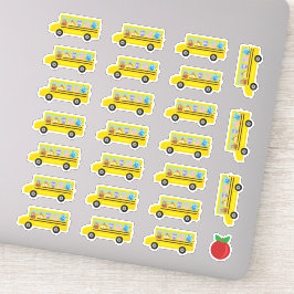 Schoolbus Leuke Dieren Cartoon 24 Bussen + Apple Sticker