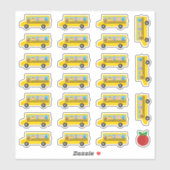 Schoolbus Leuke Dieren Cartoon 24 Bussen + Apple Sticker (Vel)